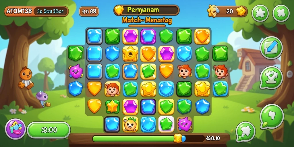 Gameplay seru permainan Match-3 penuh warna.