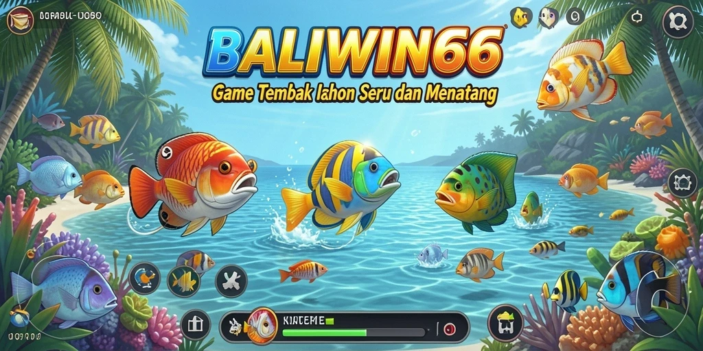 Tampilan gameplay BALIWIN66 dengan menembak ikan yang beragam.