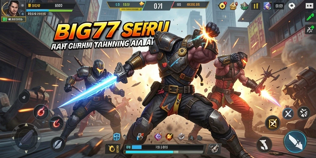 Gameplay BIG77 yang intens dan menegangkan dalam pertarungan aksi.