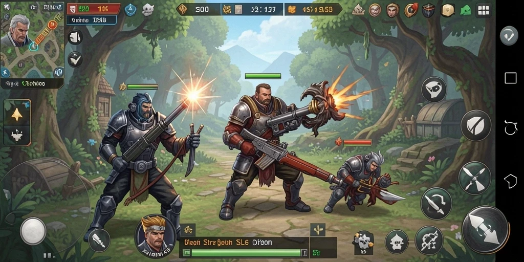 Screenshot D200M menampilkan pertempuran strategis dengan grafis yang menawan.