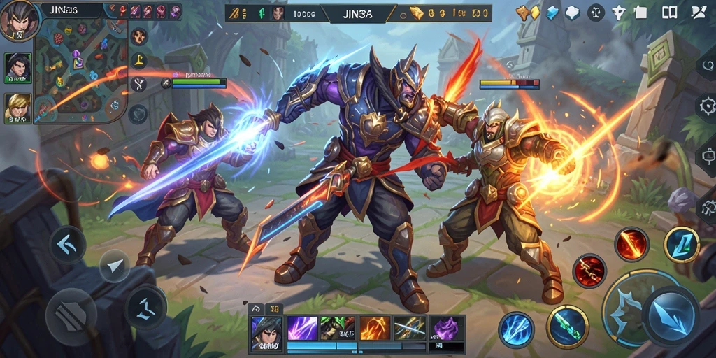 Tampilan gameplay seru di JIN33 dengan aksi MOBA yang mendebarkan.