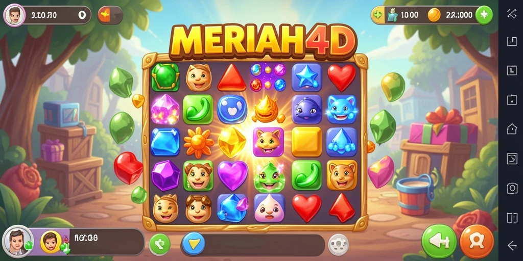 Tampilan gameplay menarik dari MERIAH4D dengan elemen warna-warni.