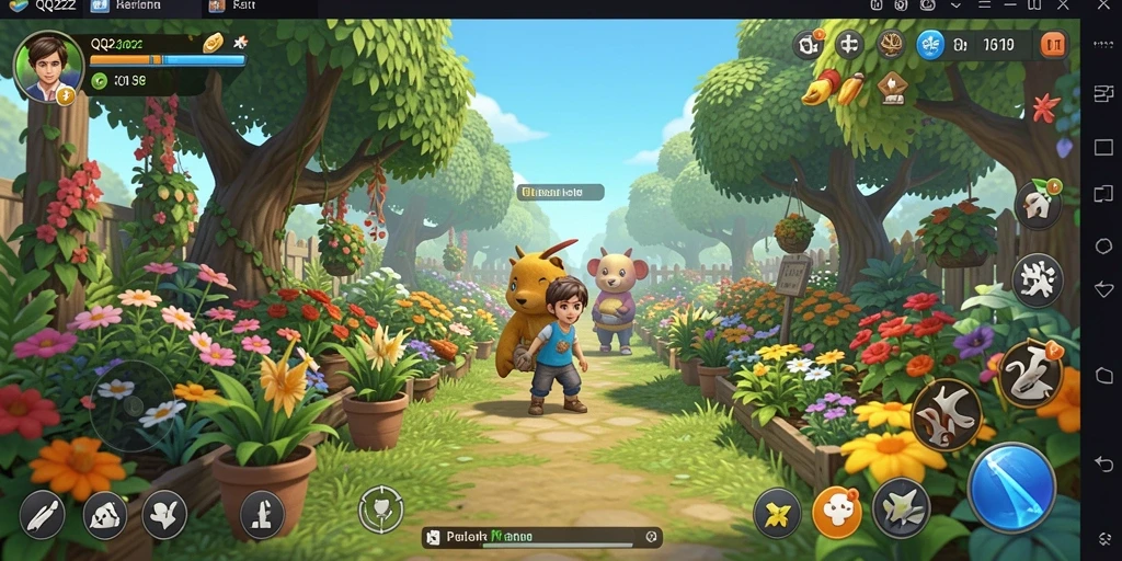 Screenshot gameplay <strong>QQ222</strong> menampilkan kebun yang subur dan tanaman yang beraneka ragam.