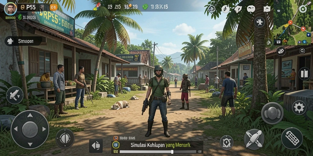 Tangkapan layar gameplay RP55 yang menunjukkan interaksi karakter.