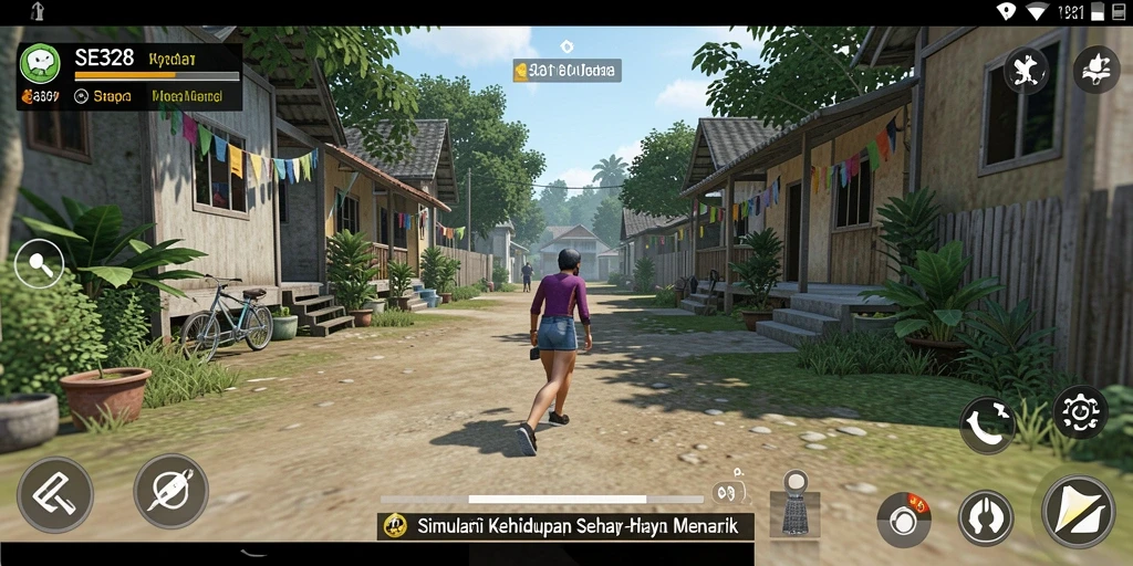 Screenshot SE328 menunjukkan karakter berinteraksi dalam kehidupan sehari-hari.