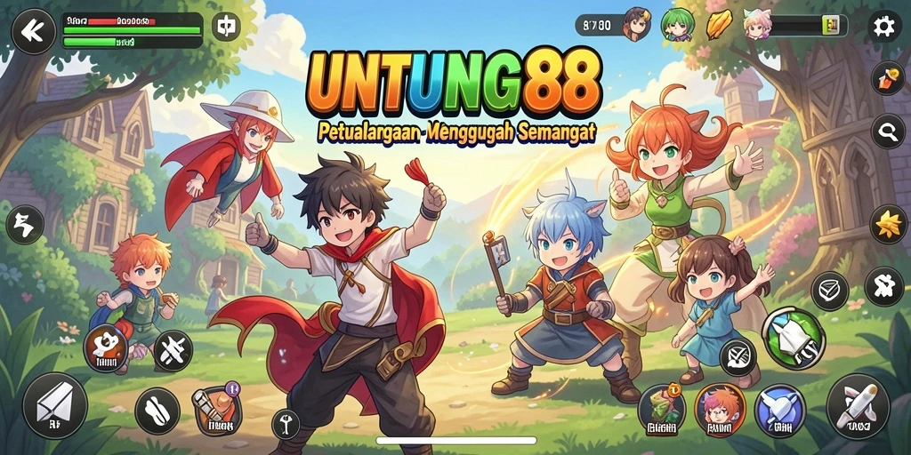 Tangkapan layar gameplay UNTUNG88 yang penuh warna dan dinamis.