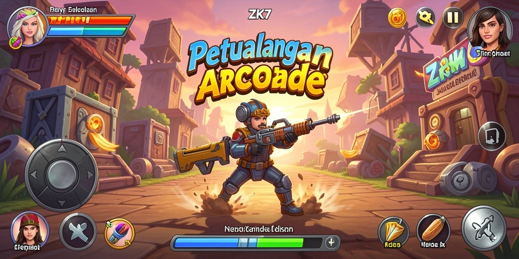 Screenshot gameplay ZK7 yang menunjukkan aksi seru dan menantang.